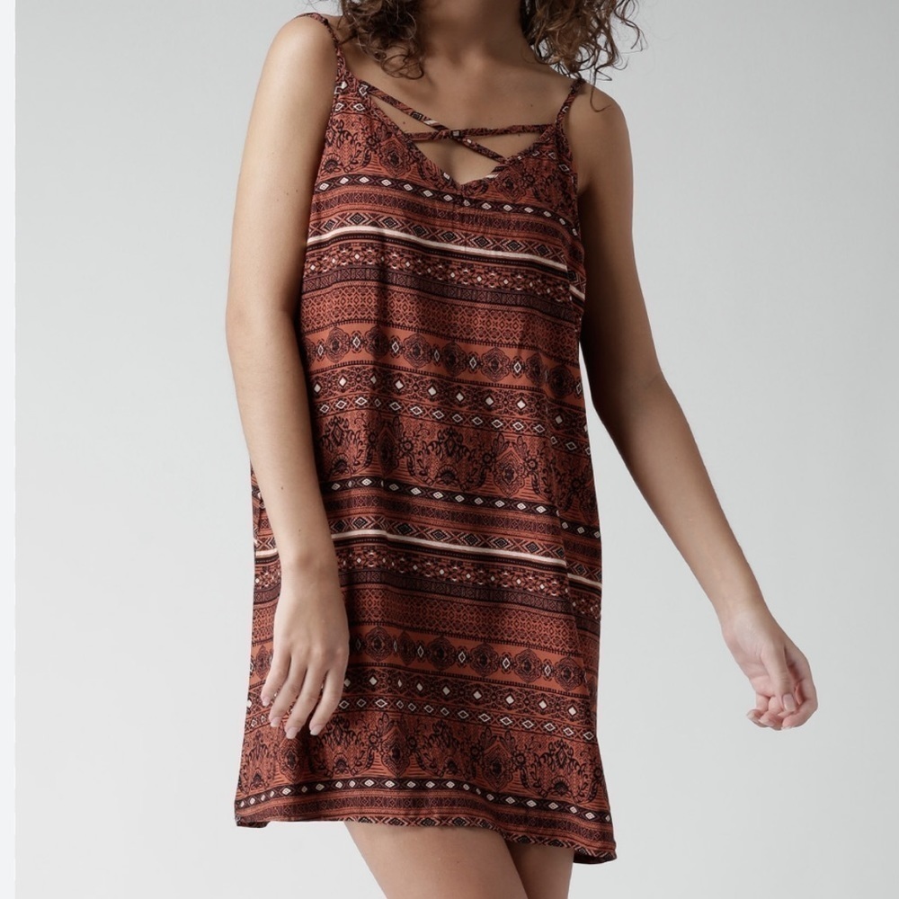 Forever 21 Rust Brown A-Line Cut Out Dress | SIZE M